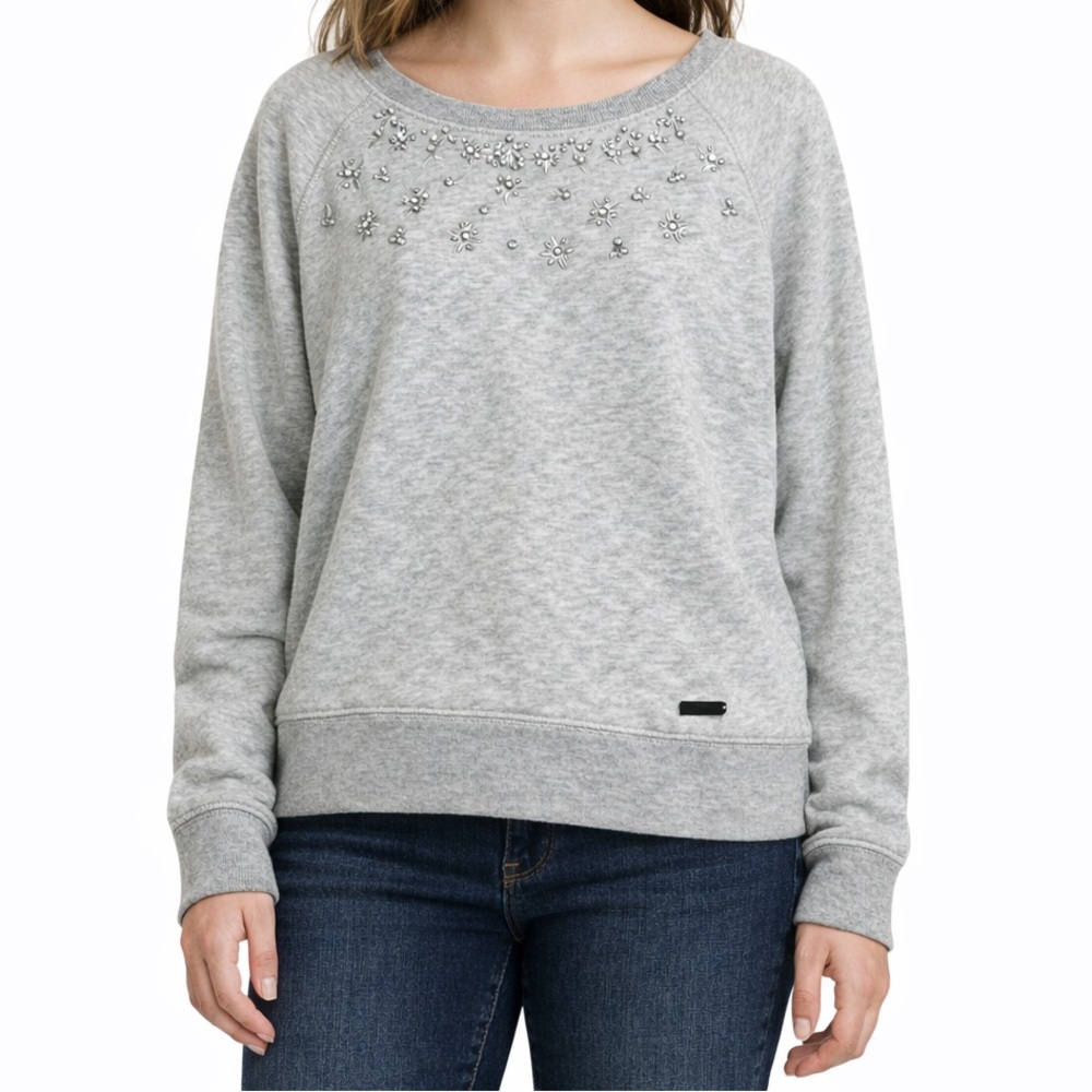 Abercrombie Rhinestone Embellished Gray Crewneck Sweatshirt Size‎ M